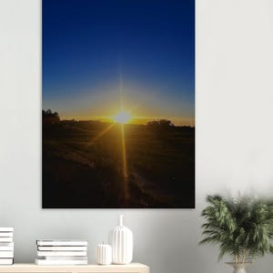 Kunstdruck ""Sapphire Serenity: A Path Beneath the Sunset’s Glow""