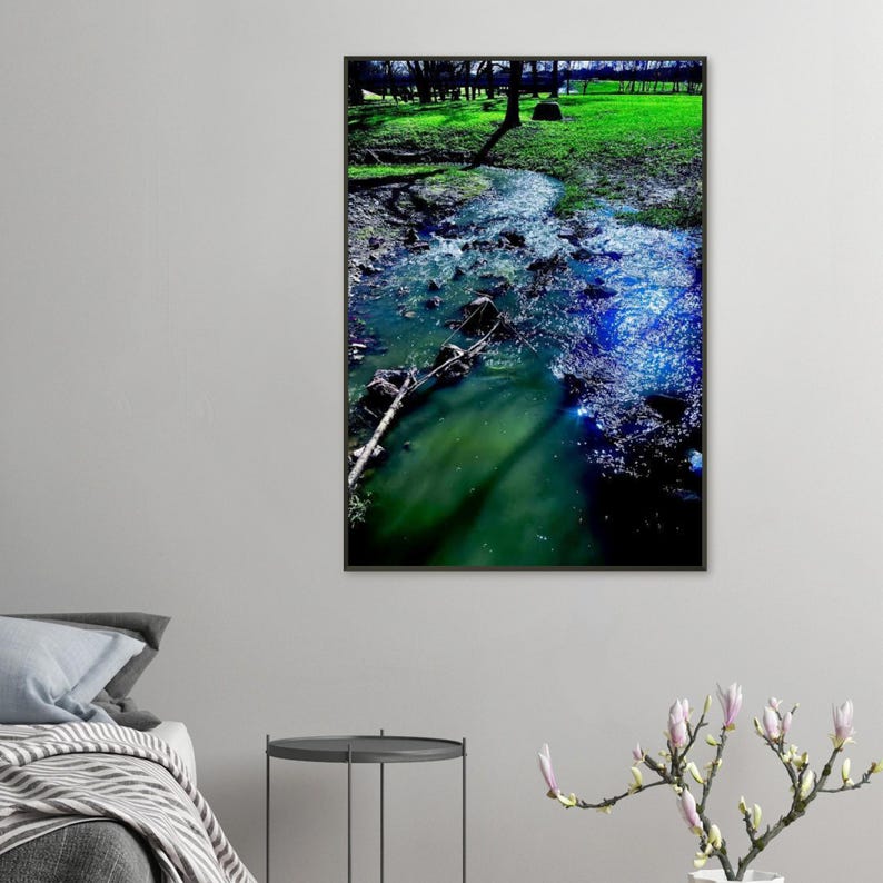 Classic Matte Paper Metal Framed Poster laze"Blue Topaz Reflections: The Murky Jade Water" image 4