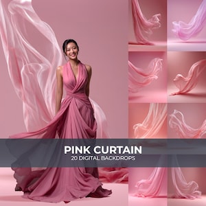 20 Pink Tulle Curtain Digital Backdrops Portrait Studio Background Textures Photoshop Maternity Backdrop Photography Photoshoot Canvas