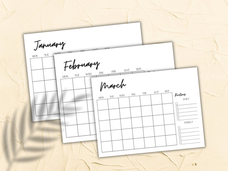 Printable 2024 Blank Calendar Etsy Printable 2024 Blank Calendar Etsy