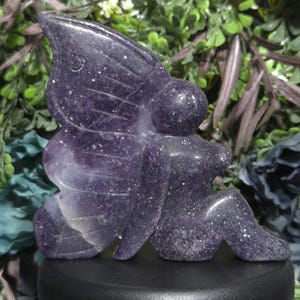 Lepidolite fairy crystal carving