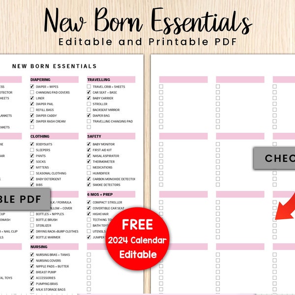 New Born Essentials, Newborn Essentials Checklist, First Baby List, New Baby Checklist, Newborn Must Haves, Nursery Checklist, Newborn PDF