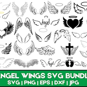 Alas de ángel Svg/ Alas de ángel Png/ Alas de ángel Clipart/ Ángel en el cielo Svg/ Alas de ángel Archivos cortados/ Archivos SVG para Cricut/ Ala de ángel
