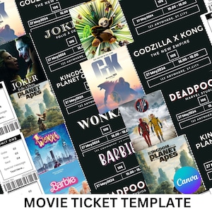 Movie Ticket Invitation, Movie Ticket Template, Movie Ticket Place Card, Editable MOVIE Gift Tickets PDF,  Movie Ticket Birthday Party