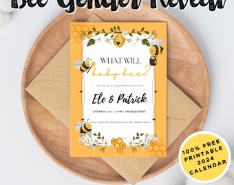Bee gender reveal Invitation, Editable, What Will Baby Bee, bee baby invite, Gender reveal party, Honey bee shower, Parents to bee