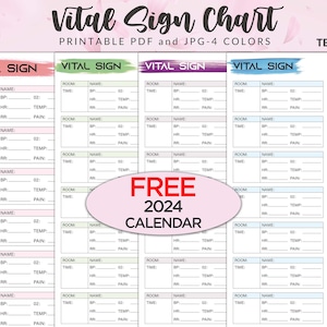 Printable Vital Sign Chart, Vital Sign Log, Vital Sign Tracker, Vital sign Sheet, nursing vitals sheet, Vital Sign, Patient Vital Sign Chart
