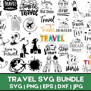 Reis-svg-bundel| Grappige reizen-svg| Reizen-svg| Reisclipart| Svg-bestanden voor cricut| Vakantie-svg| Silhouet| Avontuur SVG| Reizen