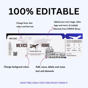 Biglietto d'imbarco di Roma, biglietto aereo falso, biglietto aereo, carta d'imbarco, biglietto per la destinazione delle vacanze a sorpresa, regalo di festa