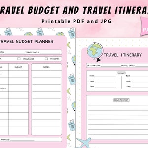 Travel budget planner, Travel budget template, Travel Organizer, Budget Template, Travel Itinerary, Travel Itinerary template, Travel Plan