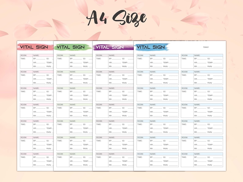 Printable Vital Sign Chart, Vital Sign Log, Vital Sign Tracker, Vital
