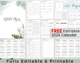 ADHD Planner Adult, ADHD Planner, ADHD Journal, Printable Adhd Planner, Adhd Planner Digital, Adhd Life Planner, Printable Adhd Planner
