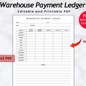 Warehouse Payment Ledger, Digital Ledger Paper, General Ledger Sheet, Ideal for Small Business, New business startup