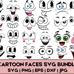 Cartoon Emotion Faces SVG Bundle | Smiley Face Svg Bundle | Cute Funny Face SVG | Kawaii Face SVG | Cartoon face clipart | Comics face