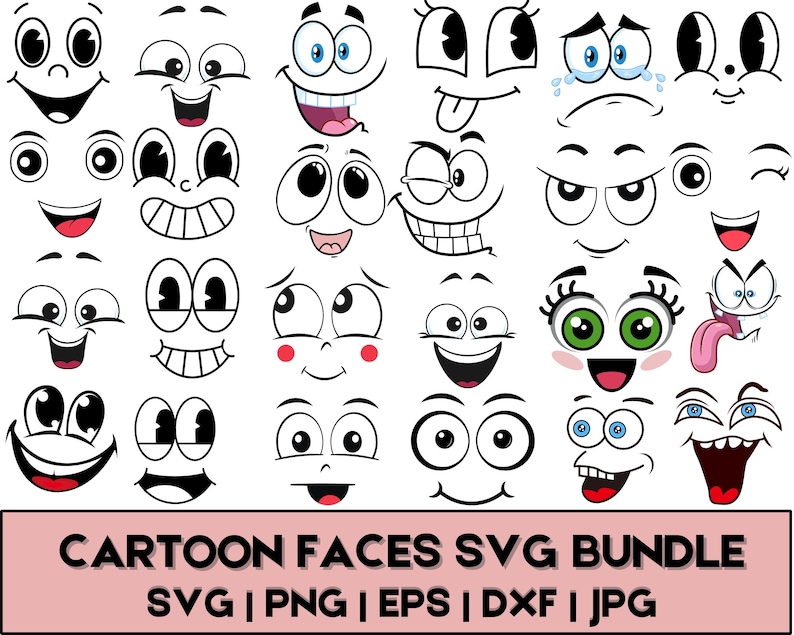 Puede incluir: Un conjunto de 16 caras de dibujos animados en blanco y negro con diferentes expresiones. Las caras est&aacute;n todas dibujadas en un estilo de dibujos animados simple y presentan diversas emociones, incluyendo felicidad, tristeza, enojo, sorpresa y confusi&oacute;n.