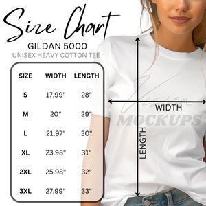 Gildan 5000 Size Chart, Gildan Size Chart, Gildan 5000 Size Chart G 5000 Unisex Size Chart, Gildan 5000 Mockup, Gildan Unisex Mockup Sizes