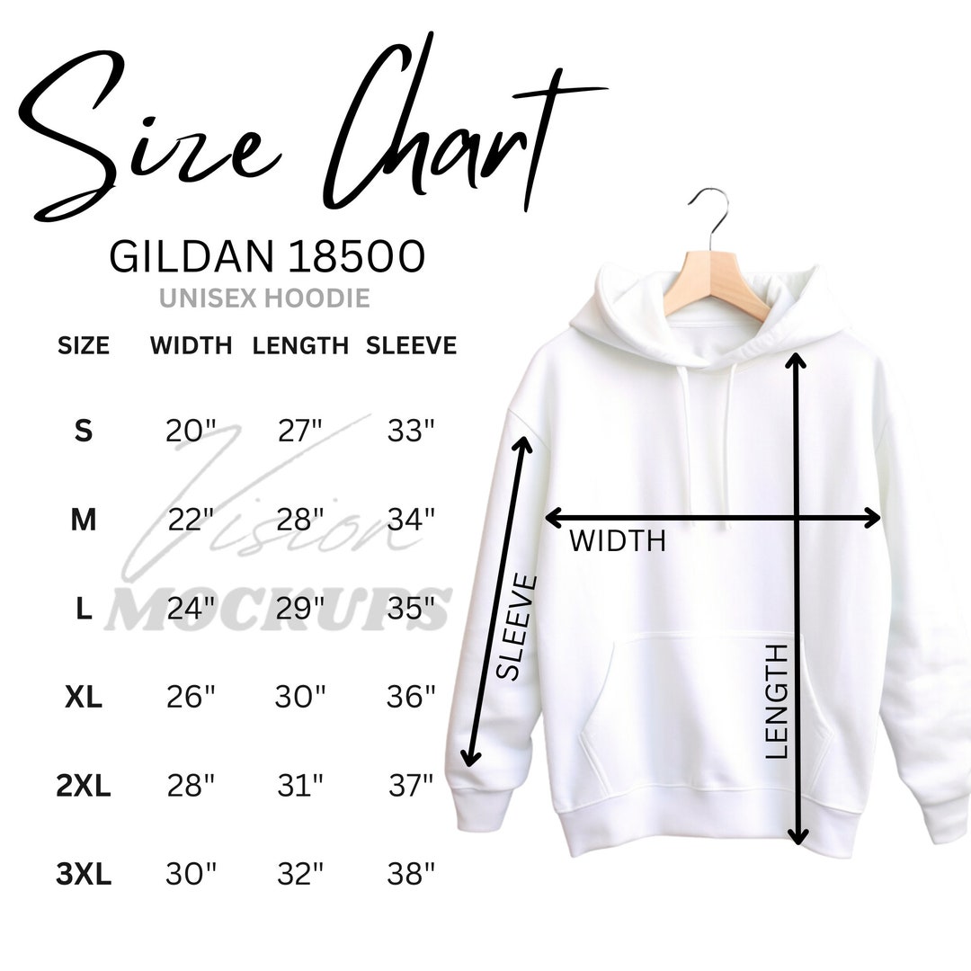 Gildan 18500 Size Chart Mockup S5XL Two Version S5XL 18500 Hoodie Mockup Unisex Gildan Hoodie