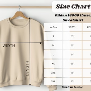 Gildan 18000 Size Chart, Womens Mens Unisex Sizing Chart, Sweatshirt Size Guide, Gildan 18000 Sizing Sweatshirt, Gildan Size Guide, S-3XL