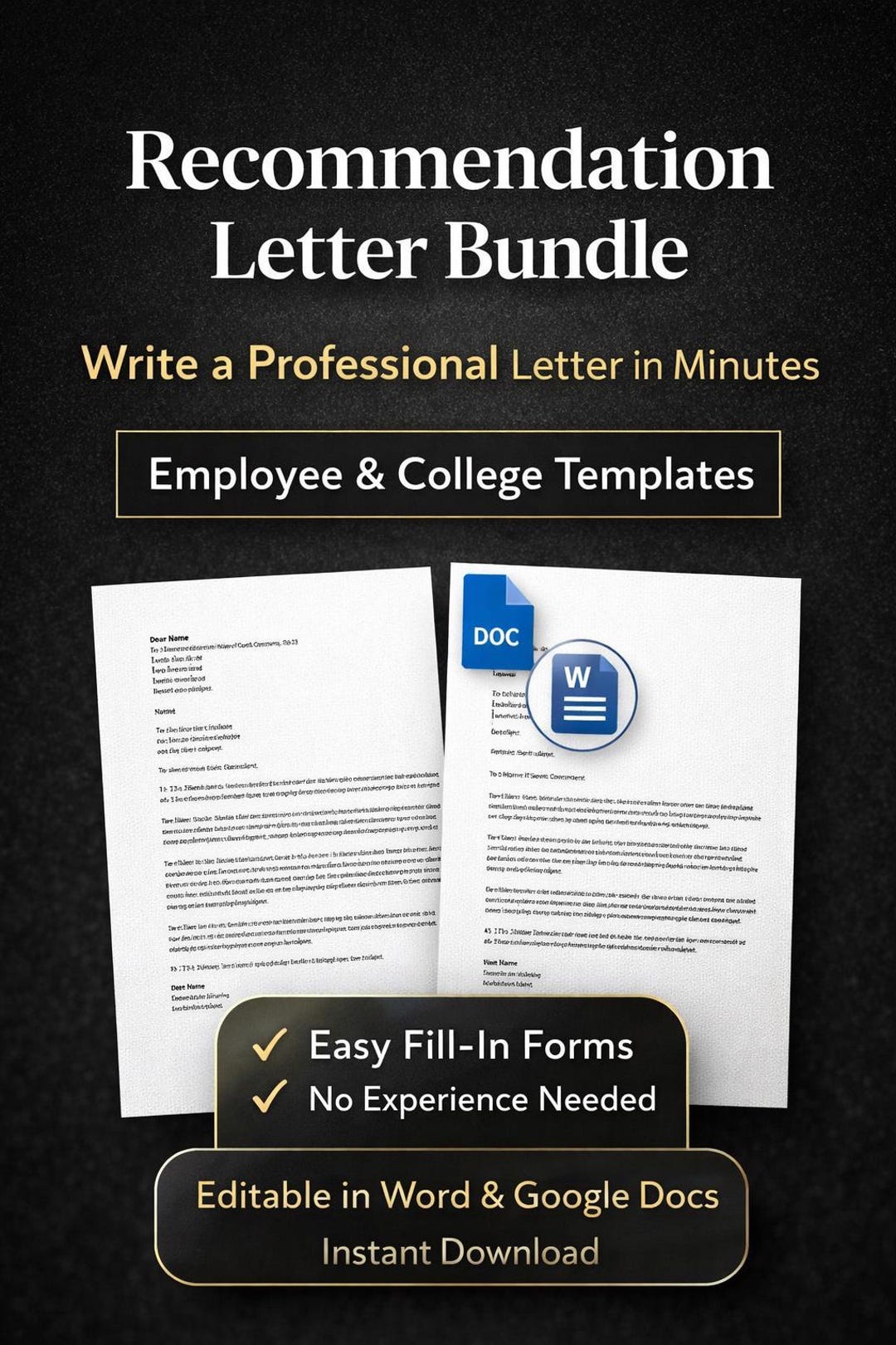 Employee & College Recommendation Letters, Professional Academic ...