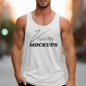 White 3840 Mockup, Bella Canvas 3480 Mockup, Mens Tank Top Mockup, White Canvas 3480, Muscular Model Mockup, Gym Tank Top Mockup, Mens Mock