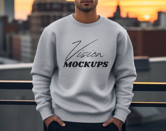 May include: A grey sweatshirt with the text "Vision Mockups" printed on the front.
