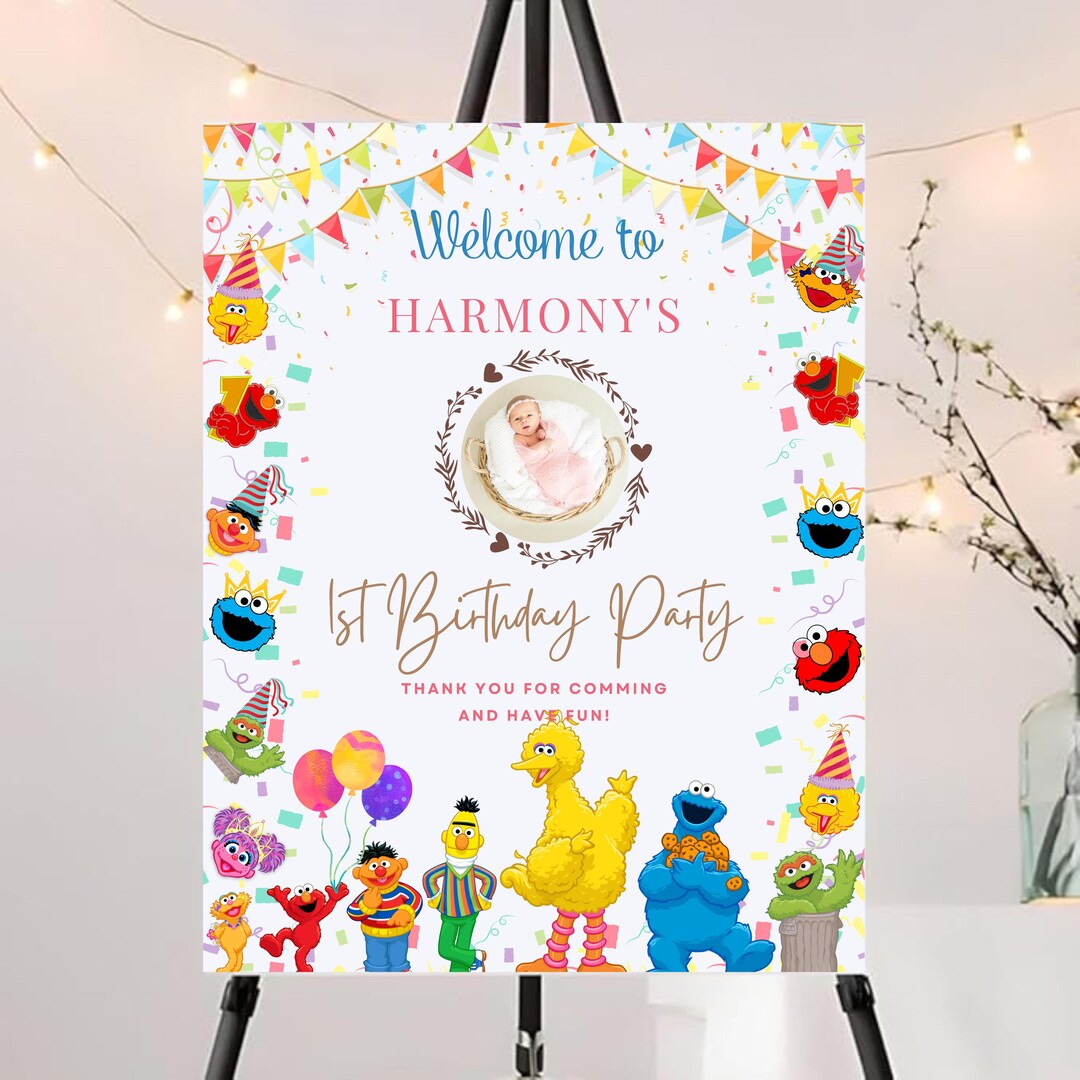 Sesame Street Inspired Birthday Welcome Sign: Elmo Theme Party Decor ...