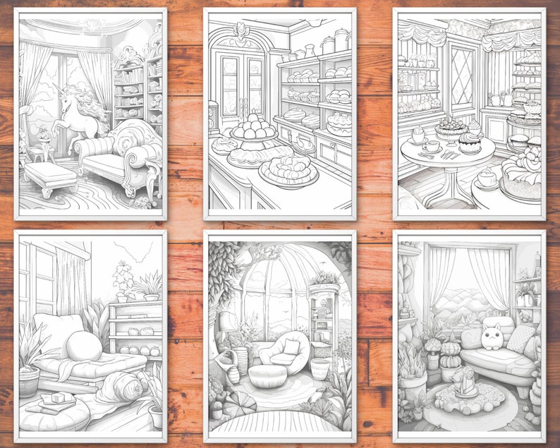 27 POCKET ROOM Coloring Page for ADULT Instant Download Cute Coloring ...