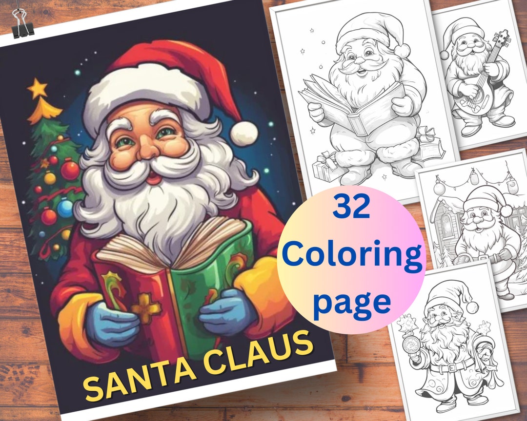 32 Santa Claus Coloring Page for ADULT Instant Download - Etsy