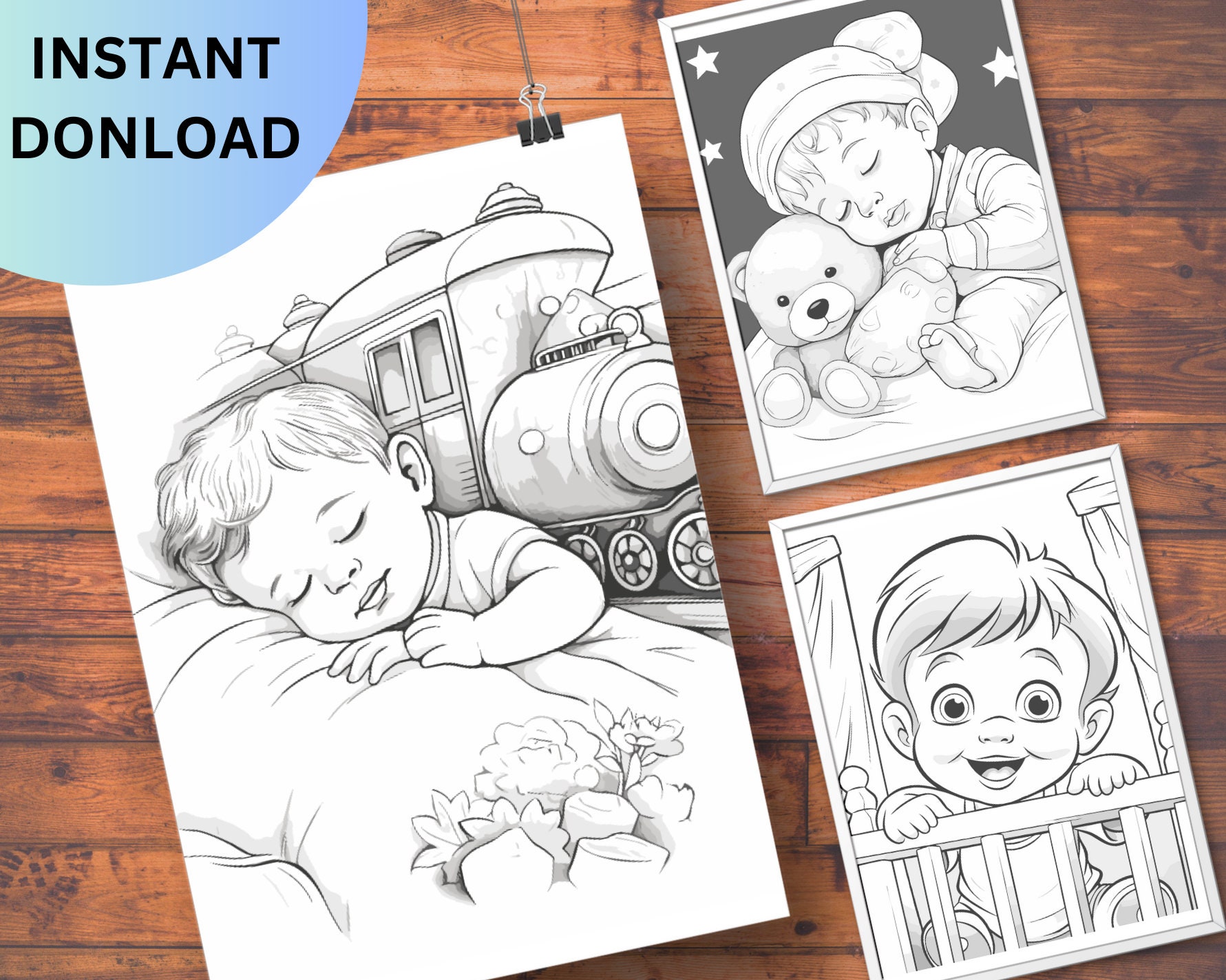33 BABY BOY Coloring Page for ADULT Instant Download Cute Coloring Page ...