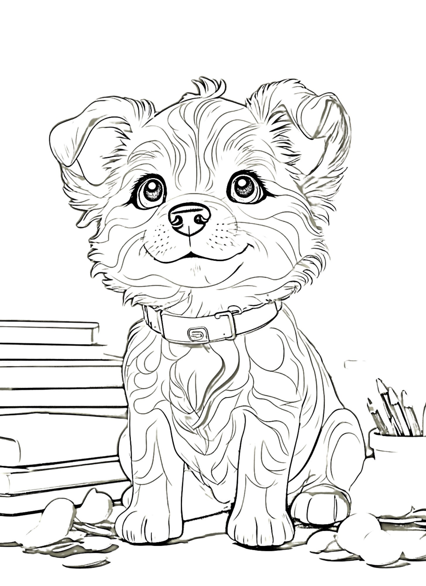 Cute Dog Coloring Page Instant Download Cute Coloring Page - Etsy