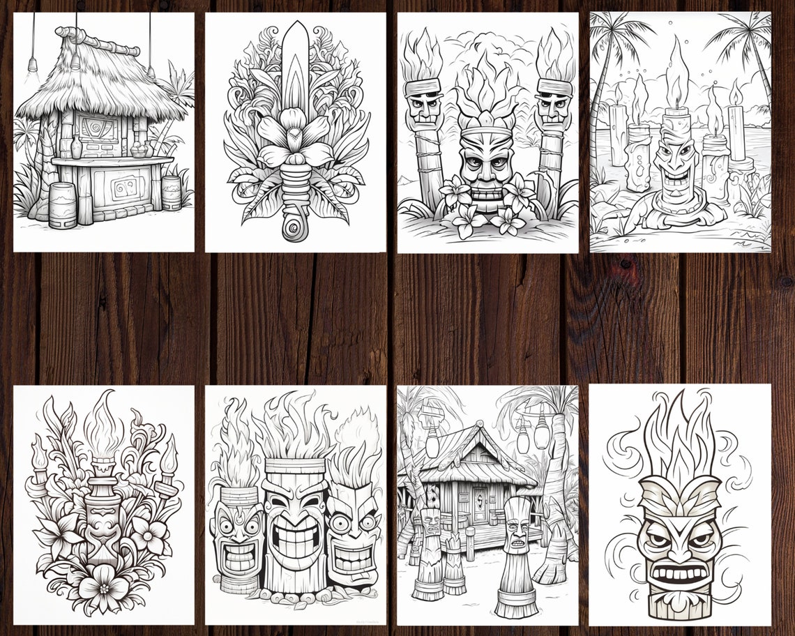 34 TIKKI TORCH Coloring Page for ADULT Instant Download Cute Coloring