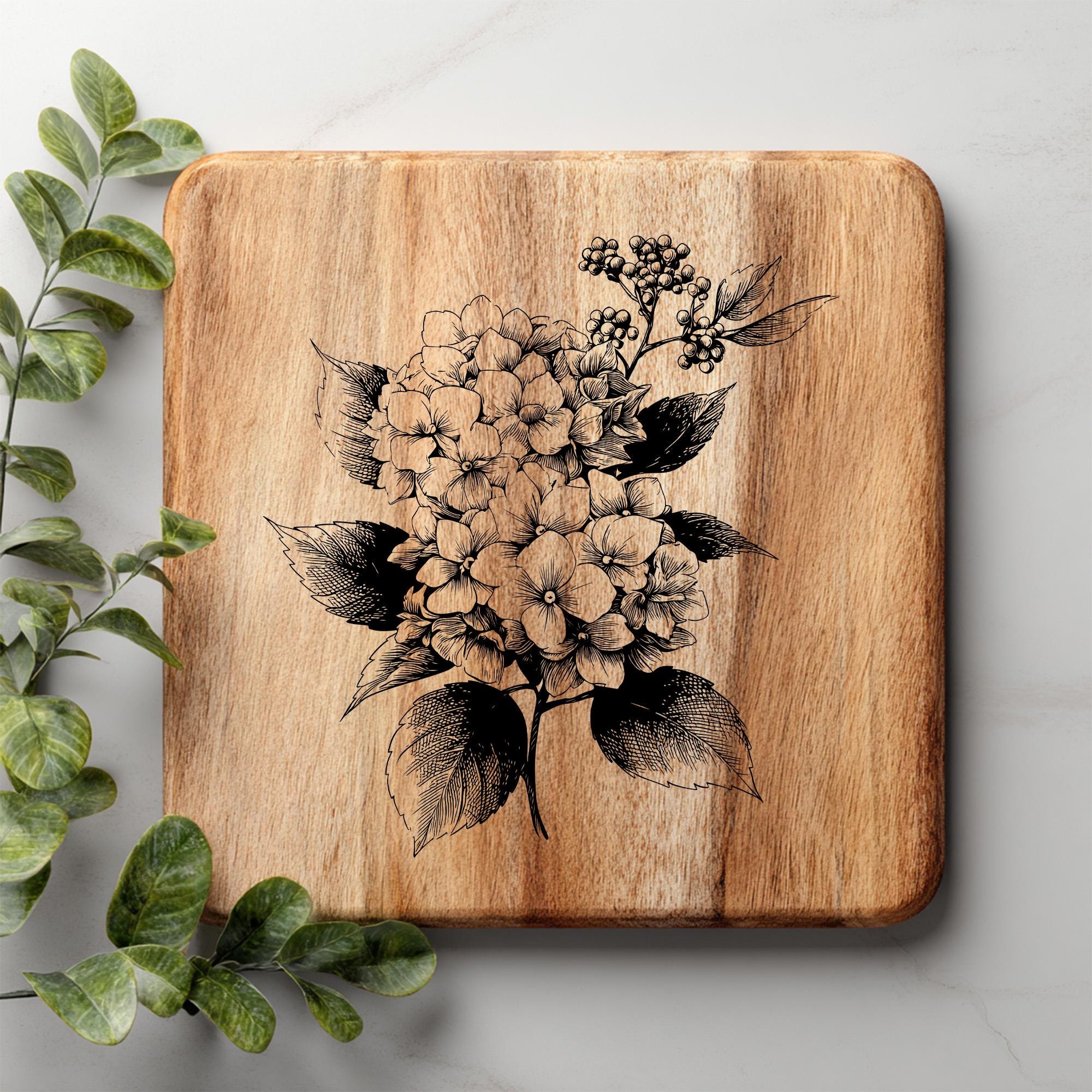 Hydrangea Svg 3D Illusion Cutting Board Laser Engraving File ...