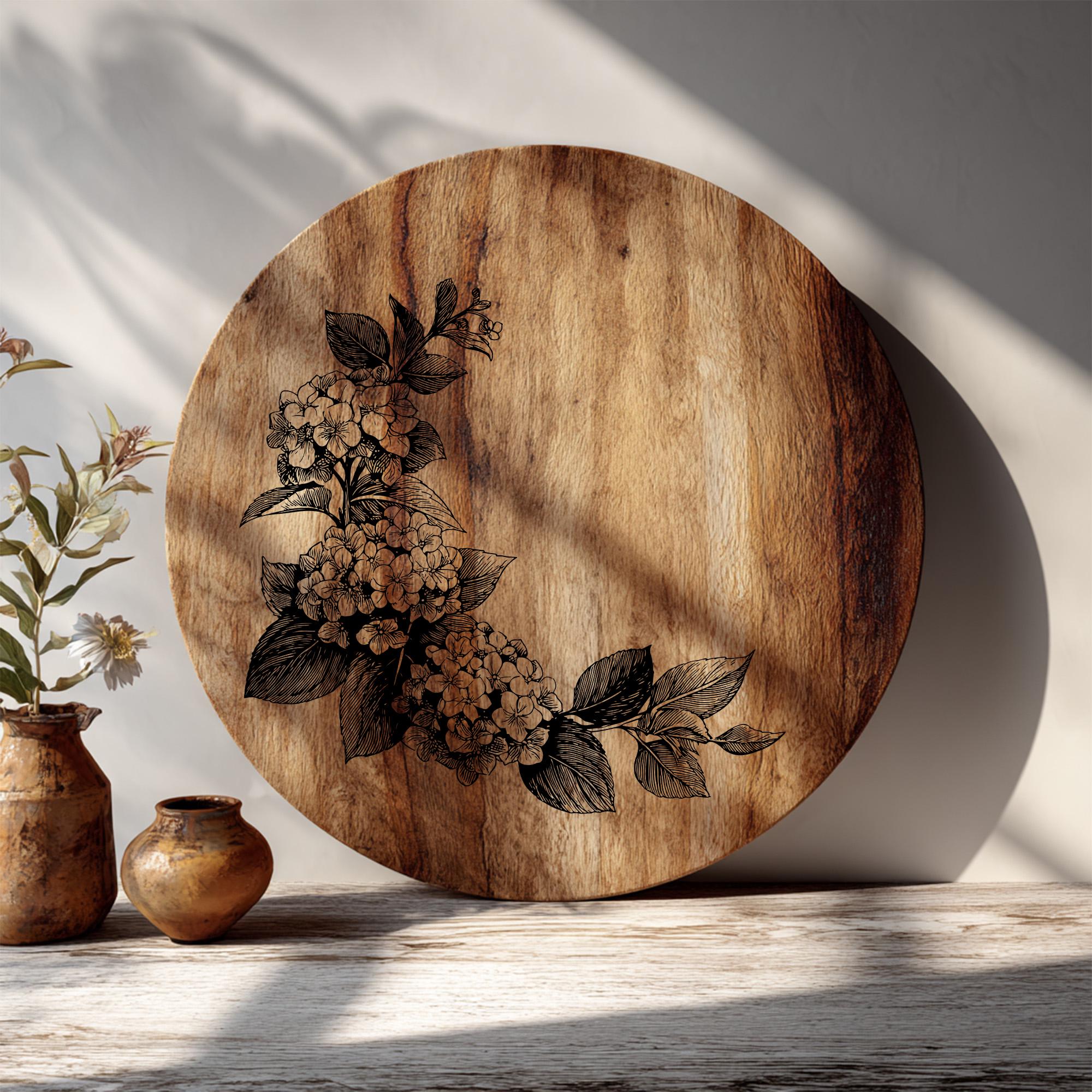 Hydrangea Svg 3D Illusion Cutting Board Laser Engraving File ...