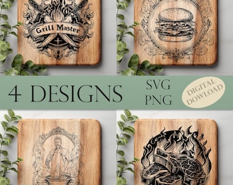 BBQ svg| Grill Master Laser Engraving Design | Burger SVG | Engraving File| Charcuterie Board SVG