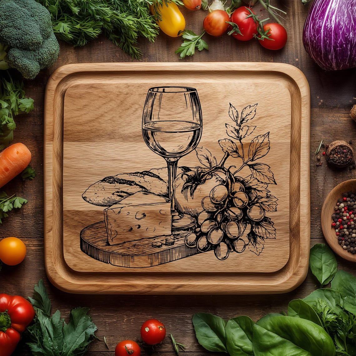 Planche De Charcuterie SVG Fichier De Gravure Laser 3D Illusion De 