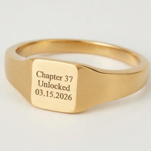 Chapter Unlocked Signet Ring, New Beginning Gift, Divorce Ring for Her, Personalized Engraved, Fresh Start Jewelry, Self Love, Milestone