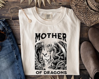 Mother of Dragons T-Shirt, Medieval Dragon Art, Fantasy Gothic Tee
