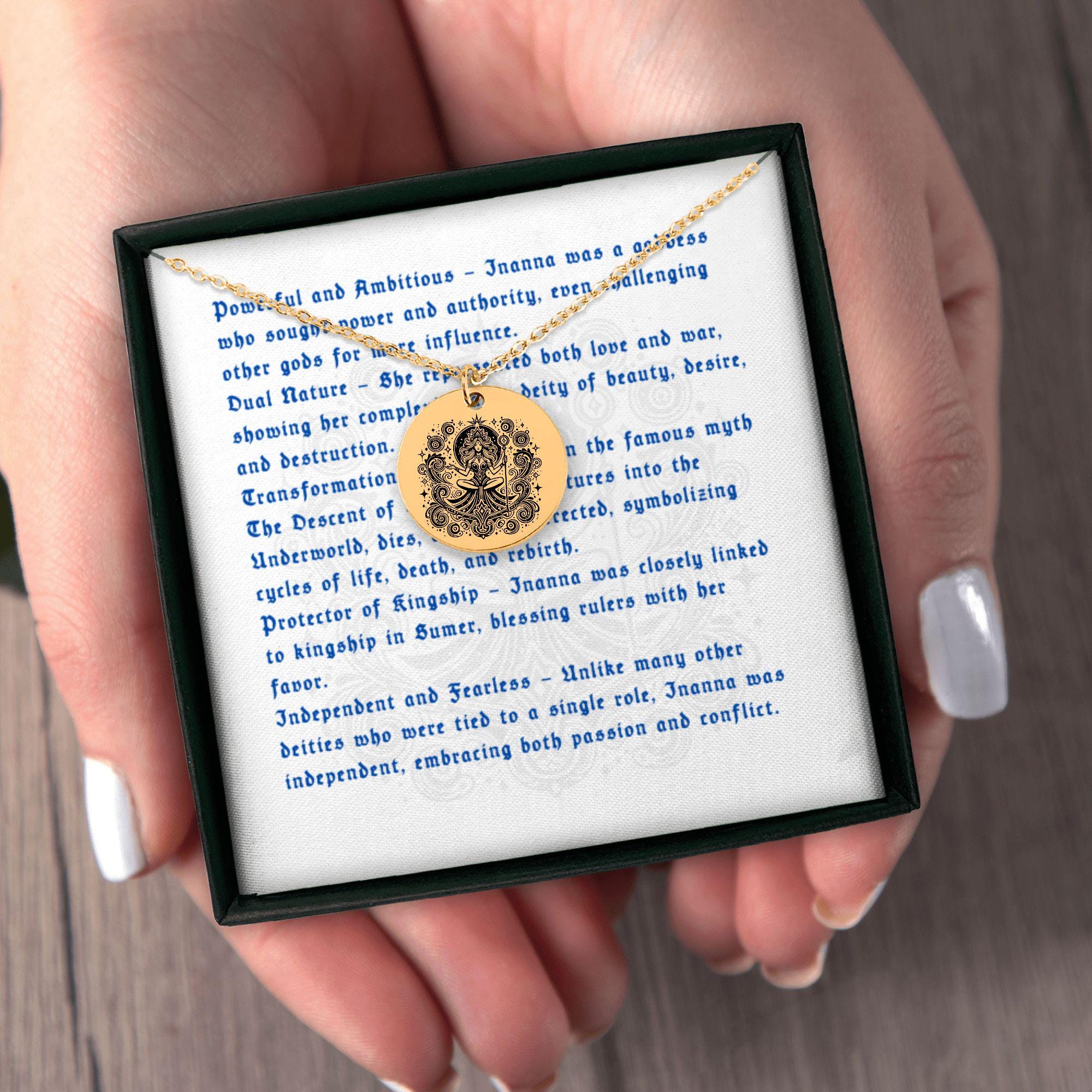 Inanna Necklace, 18k Gold Plated Sumerian Goddess Pendant