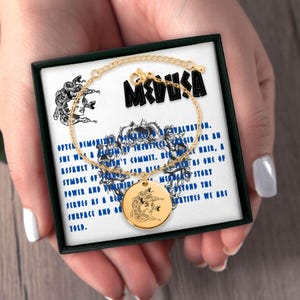 Medusa Face Bracelet with Engraving Option - Stylish Mythological Gift for Women and Men, Personalized Coin Bracelet