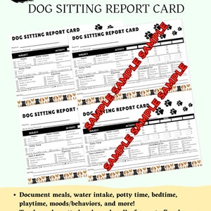 Informe de cuidado de perros, informe de alojamiento de perros, informe de cuidado de mascotas, registro de comidas de mascotas, registro de necesidades de orina de perros, descarga instantánea