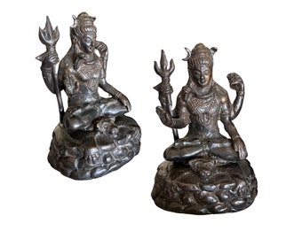 Lord Shiva Statue, Bonded Bronze Sitting Blessing Shiva Idol, Hindu God Of yoga, Dance, Time & Destruction, Shiv idol, Siva Murti, Home Gift