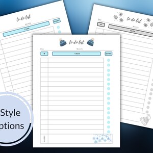 Printable To Do List - Winter Stationery - 3 Styles - Letter Size - Holiday Printable Task Tracker - Instant Download - Unlimited Prints