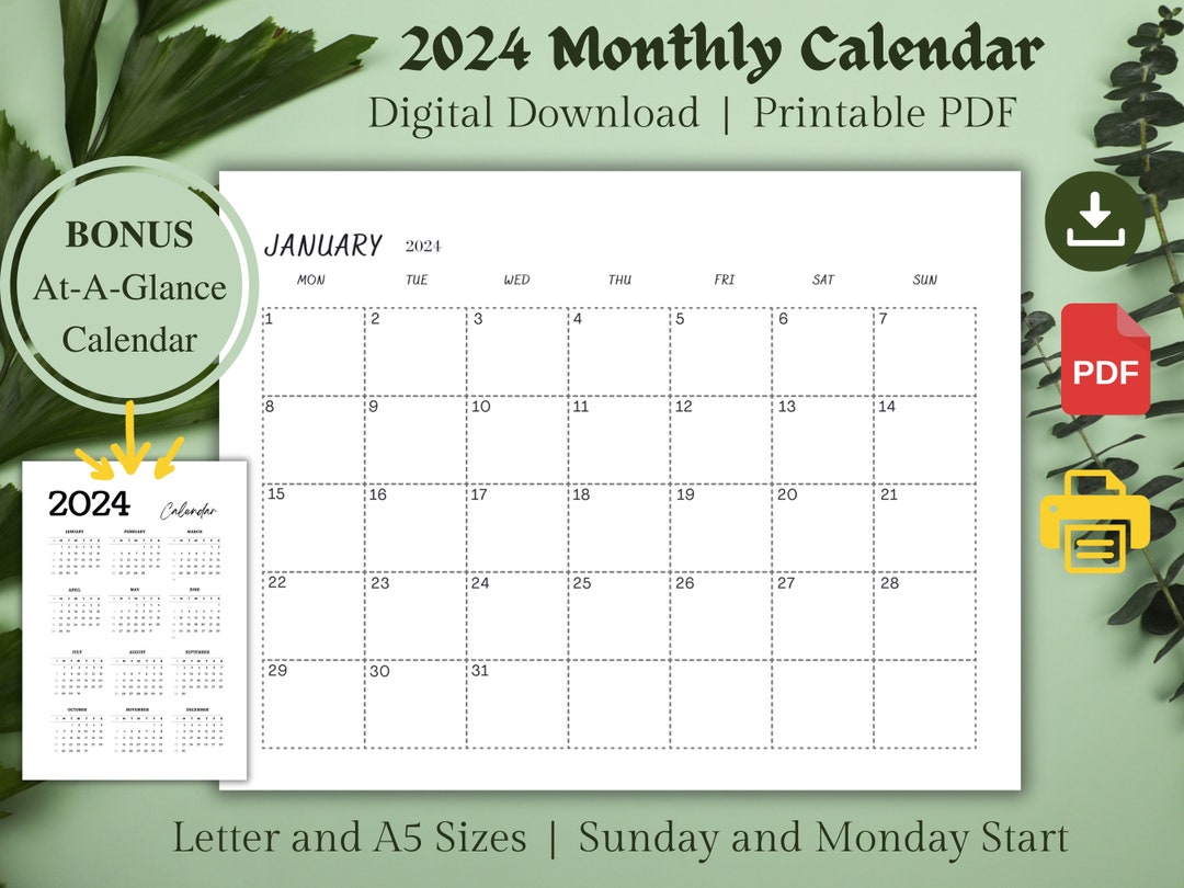 2024-printable-minimalist-basic-monthly-calendar-landscape-letter-and-a5-size-sunday-and-monday-start-instant-digital-download-etsy