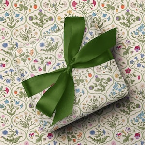 Cottagecore Botanical Wrapping Paper Vintage Wildflower Gift Wrap Ogee Floral Gift Wrap Paper English Garden Birthday Gift Wrap Wedding