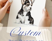 Custom Handdrawn Pet Portrait Dog Illustration Personalized Pet Memorial Gift Pet Portrait Photo Custom Pencil Drawing Portrait Pet Photo