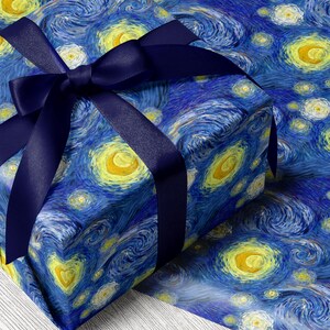 Vincent van Gogh Starry Night Wrapping paper Van Gogh Painting Gift Wrap Elegant Artistic Gift Wrapping Paper Classic Art Gift Wrap Romantic
