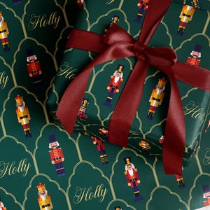Nutcracker Wrapping Paper Green Christmas Gift Wrappig Paper Personalized Gift Wrapping Paper Nutcracker Christmas Wrapping Paper Elegant