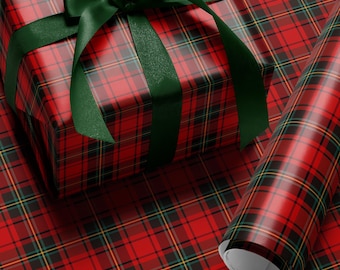 Tartan Plaid Christmas Wrapping Paper Classic Tartan Gift Wrapping Scottish Tartan Holiday Wrapping Paper Red Christmas Plaid Wrapping Paper