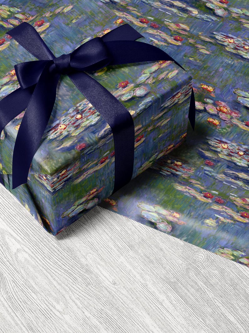 Claude Monet Water Lily Wrapping Paper Art Gift Wrap Elegant Birthday Wrapping Paper Wedding Gift Wrap Monet Painting Wrapping Paper Vintage