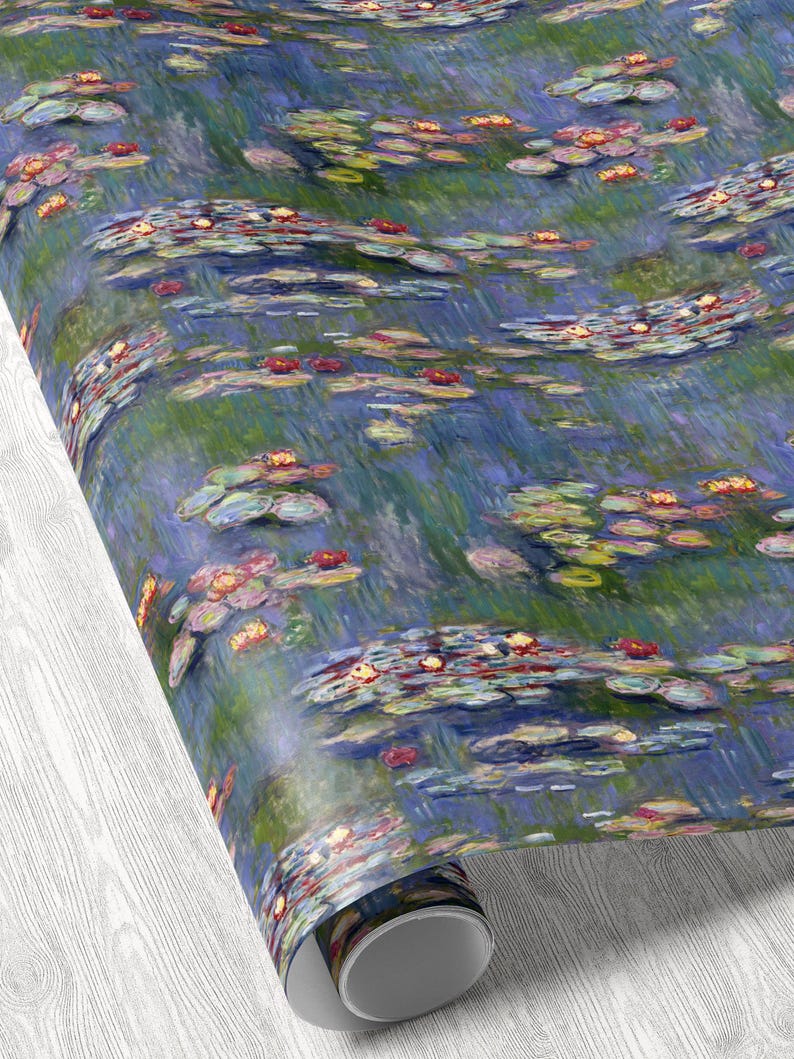 Claude Monet Water Lily Wrapping Paper Art Gift Wrap Elegant Birthday Wrapping Paper Wedding Gift Wrap Monet Painting Wrapping Paper Vintage