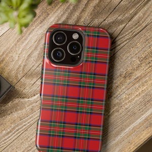 Royal Steward red plaid iPhone 16 Pro Max case, festive tartan Christmas phone cover